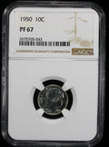 1950 Proof Roosevelt Silver Dime  10c NGC  PF67