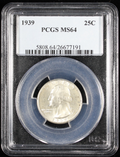 1939 Washington Silver Quarter 25c PCGS MS64