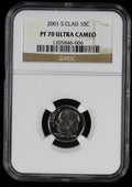 2001-S Proof Roosevelt Dime 10c NGC PF70 UCAM Ultra Cameo