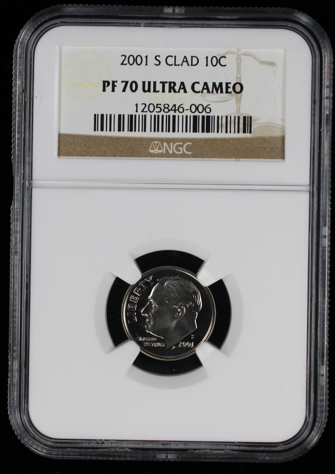 2001-S Proof Roosevelt Dime 10c NGC PF70 UCAM Ultra Cameo