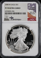 2008-W Silver Eagle NGC PR70UCAM Mercanti Signed