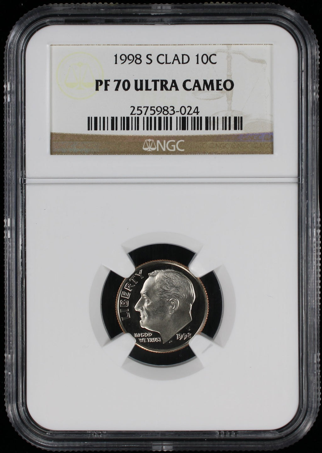 1997-S Proof Roosevelt Dime 10c NGC PF70 UCAM Ultra Cameo