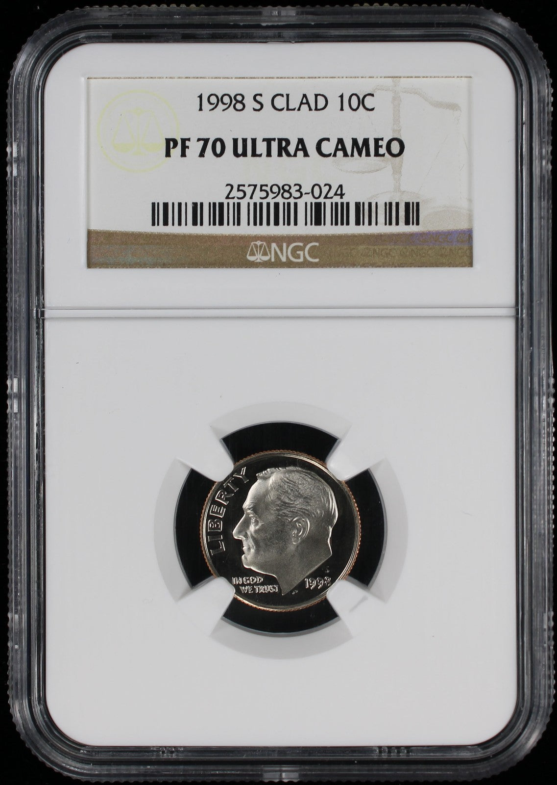 1997-S Proof Roosevelt Dime 10c NGC PF70 UCAM Ultra Cameo