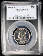 1969-S Proof Washington Quarter 25c PCGS PR69
