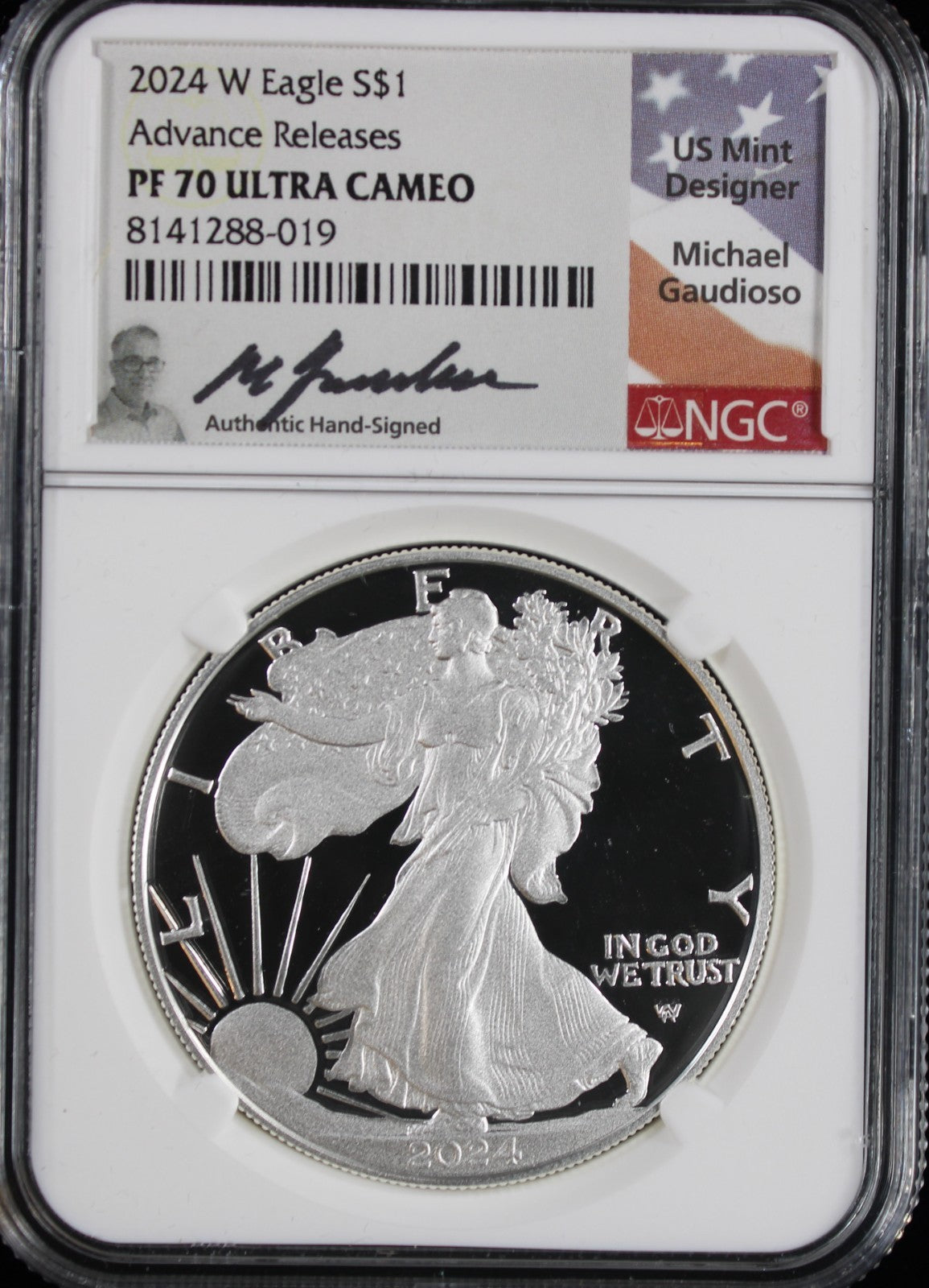 2024-W Silver Eagle NGC PF70UCAM Guadisoso Signed Advance Releases