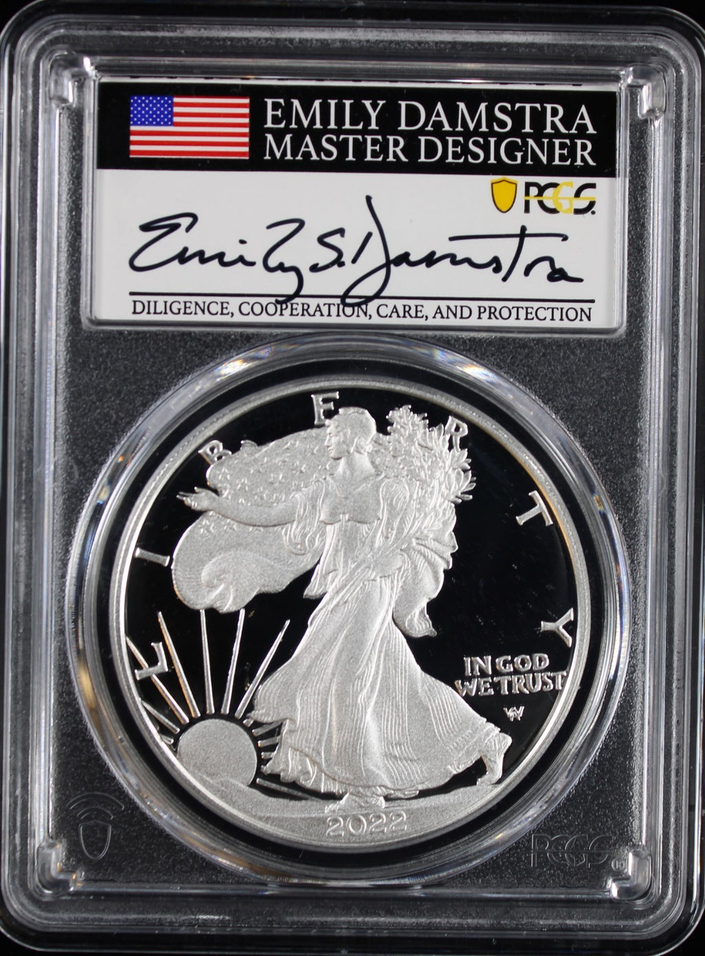 2022-W (2024) Silver Eagle PCGS PR70DCAM Damstra Signed