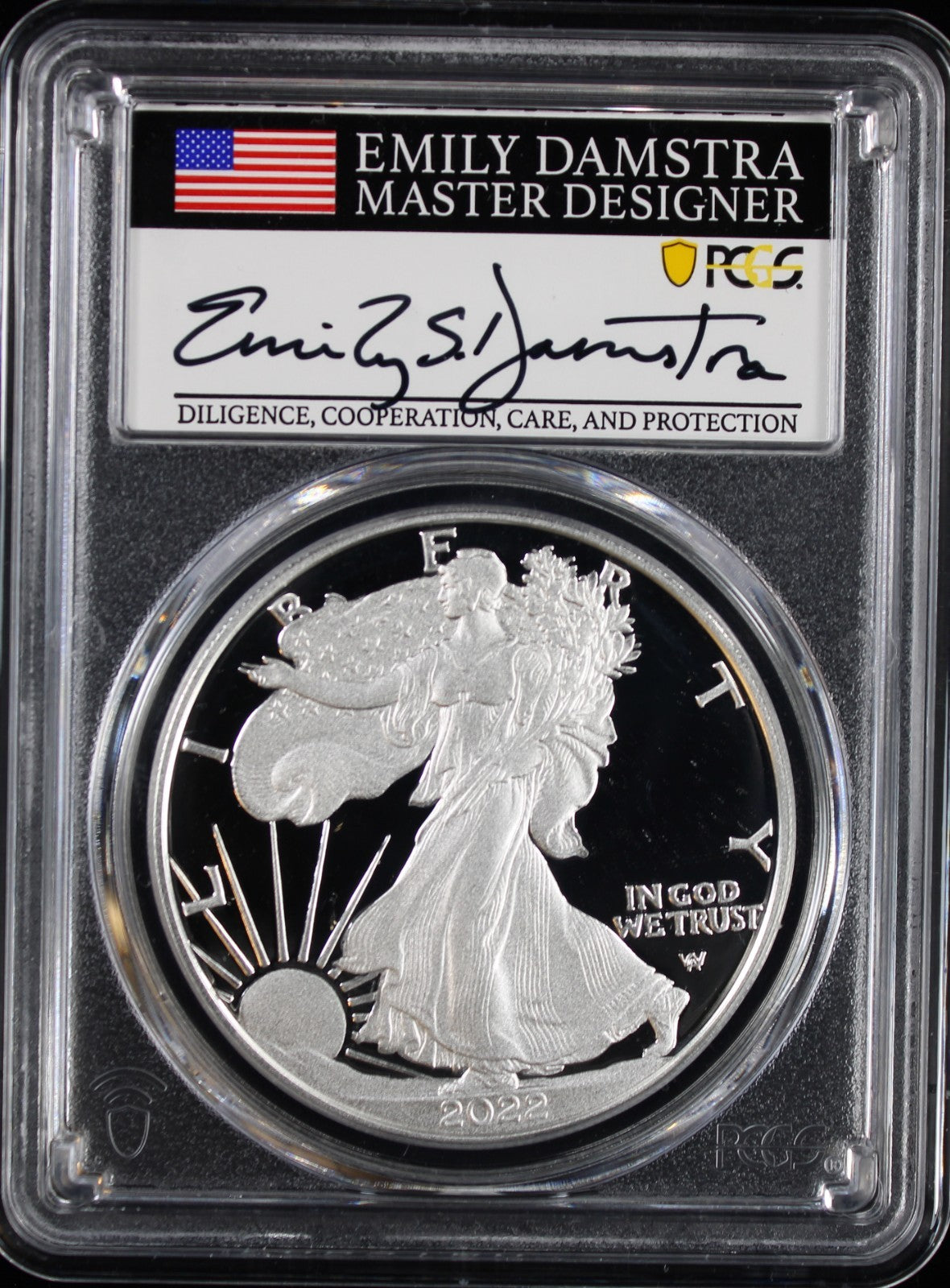 2022-W (2024) Silver Eagle PCGS PR70DCAM Damstra Signed