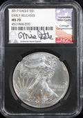 2017 Silver Eagle NGC MS70 Early Releases Castle Signed