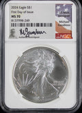 2024 Silver Eagle NGC MS70 Guadioso Signed First Day of Issue