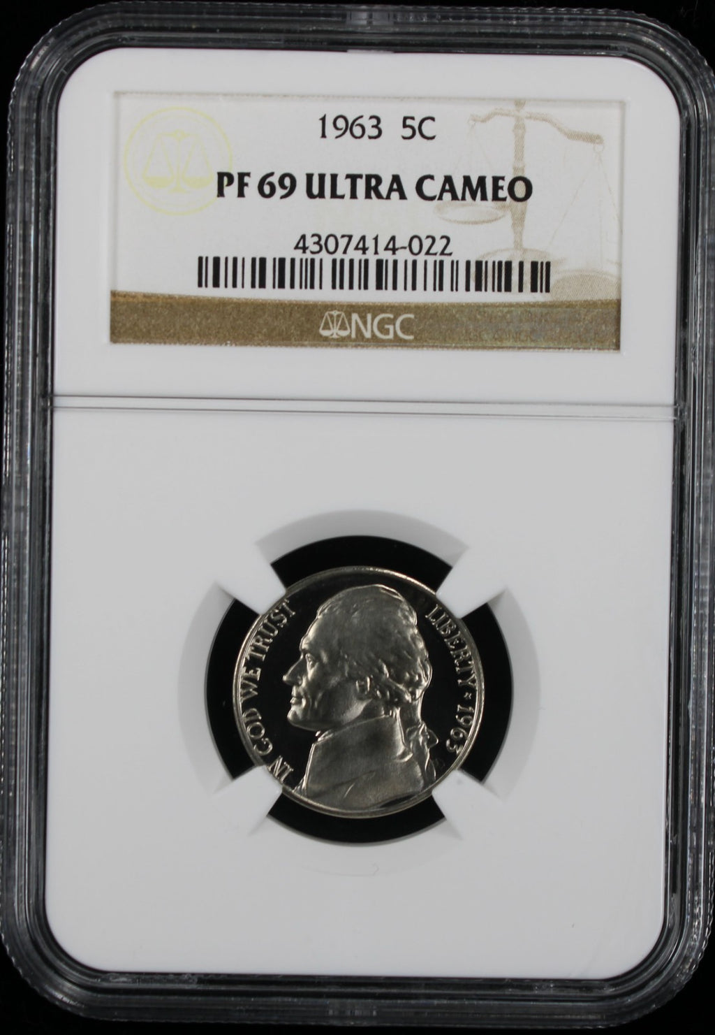1963 Jefferson Proof Nickel 5c NGC PF69 Ultra Cameo