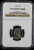 1963 Jefferson Proof Nickel 5c NGC PF69 Ultra Cameo