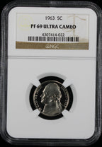 1963 Jefferson Proof Nickel 5c NGC PF69 Ultra Cameo