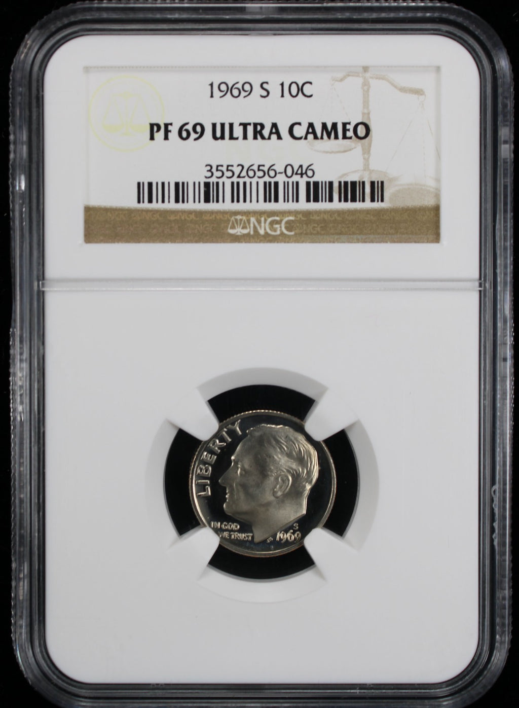 1969-S Proof Roosevelt Dime 10c NGC PF69 UC Ultra Cameo