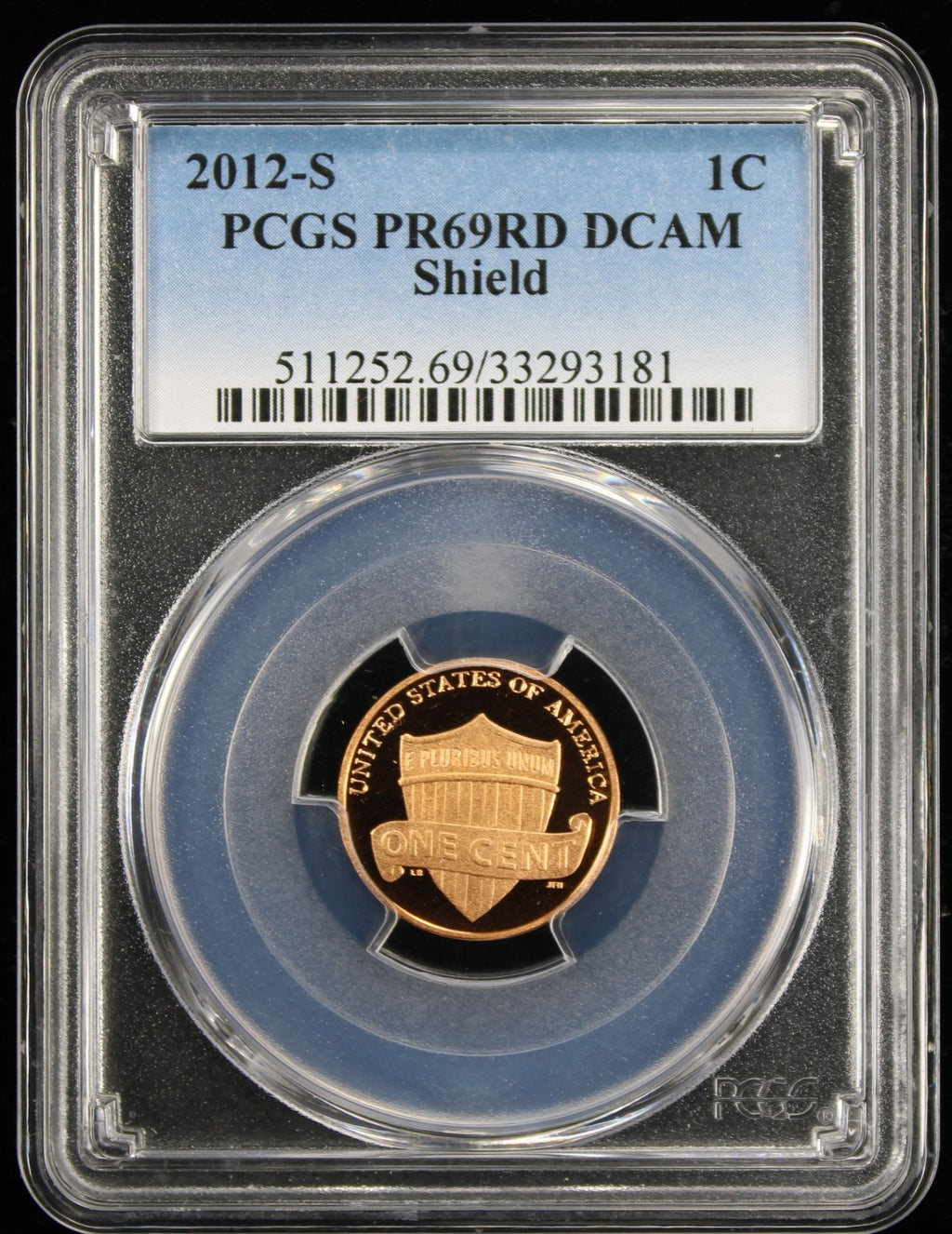 2012-S Proof Lincoln Cent 1c PCGS PR69 Rd RED Deep Cameo Lincoln Shield