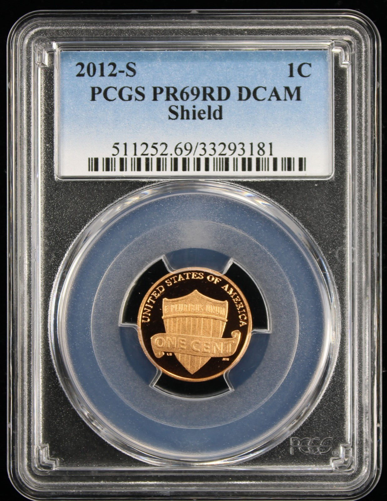 2012-S Proof Lincoln Cent 1c PCGS PR69 Rd RED Deep Cameo Lincoln Shield