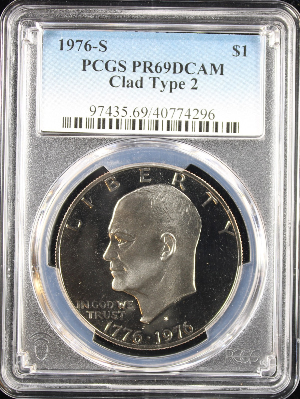 1976-S Eisenhower Clad Dollar $1 PCGS PR69DCAM Type 2