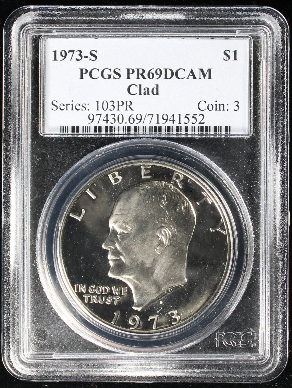 1973-S Eisenhower Clad Dollar $1  PCGS PR69 Deep Cameo