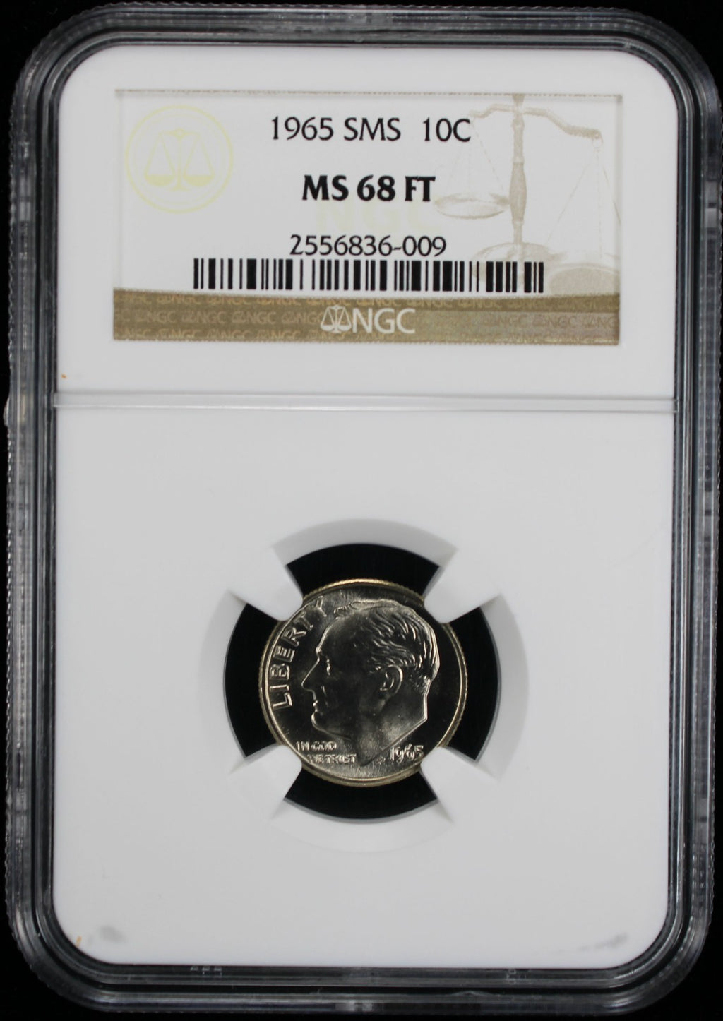 1965  Roosevelt Dime 10c NGC  MS68 FT  SMS Special Mint Set Full Bands