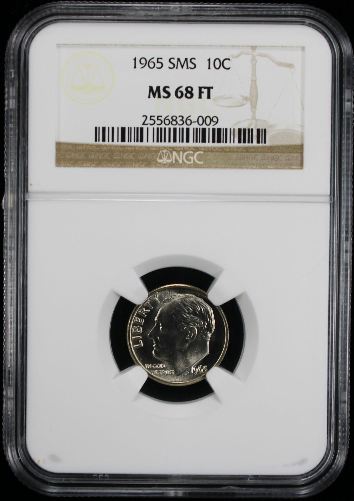 1965  Roosevelt Dime 10c NGC  MS68 FT  SMS Special Mint Set Full Bands