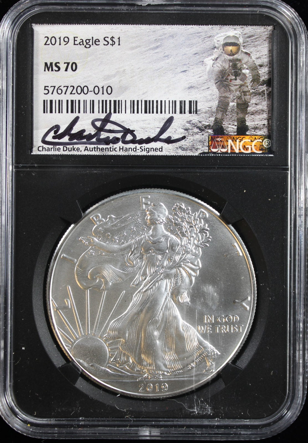 2019 Silver Eagle NGC MS70 Charlie Duke Signed
