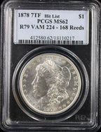 1878 7TF $1 Morgan PCGS R79 Vam 224 - 168 Reeds