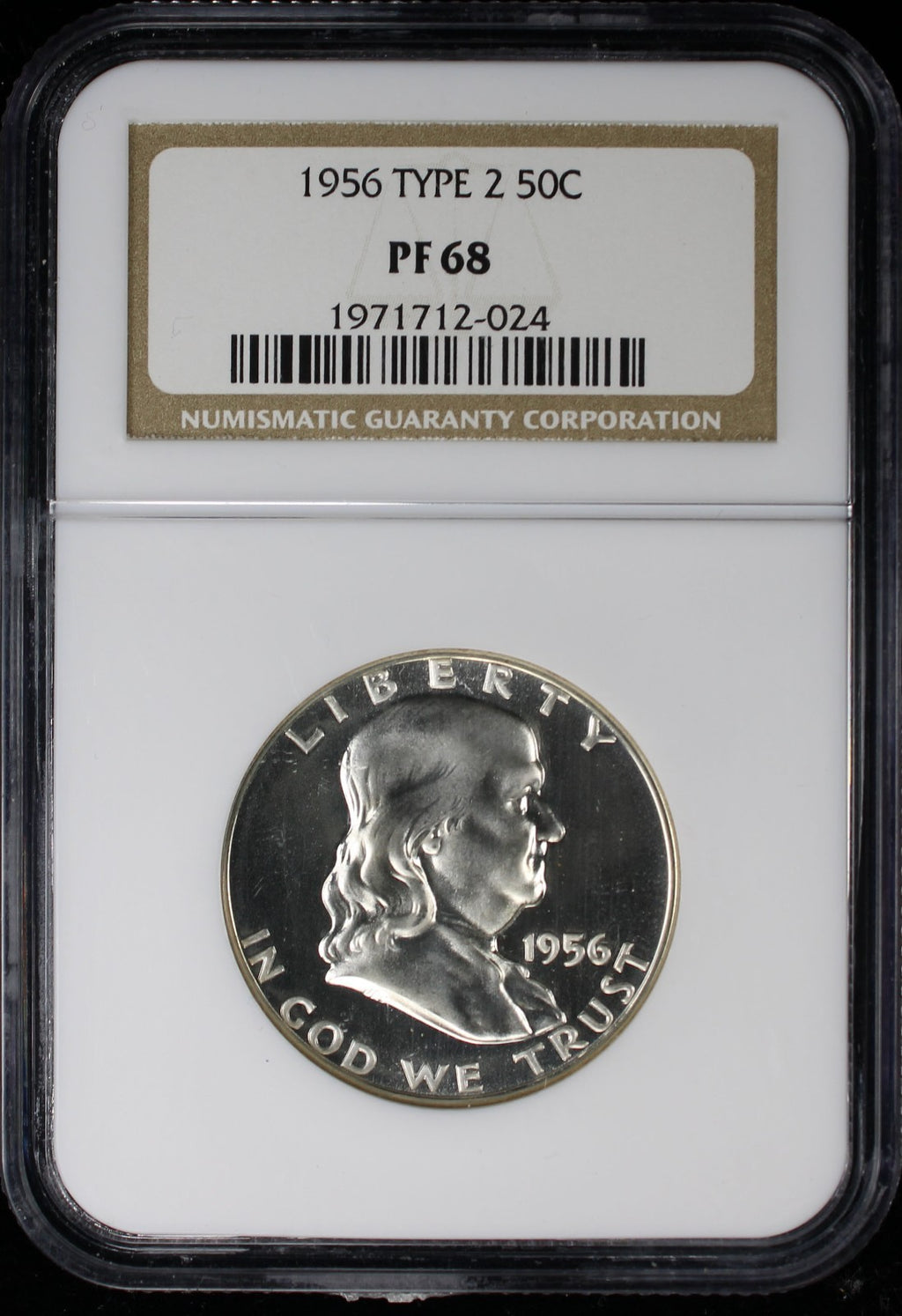 1956 Franklin Proof Half Dollar Type 2 50c NGC PF68