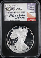 2020-S Silver Eagle NGC PF70UCAM Jones Signed First Releases
