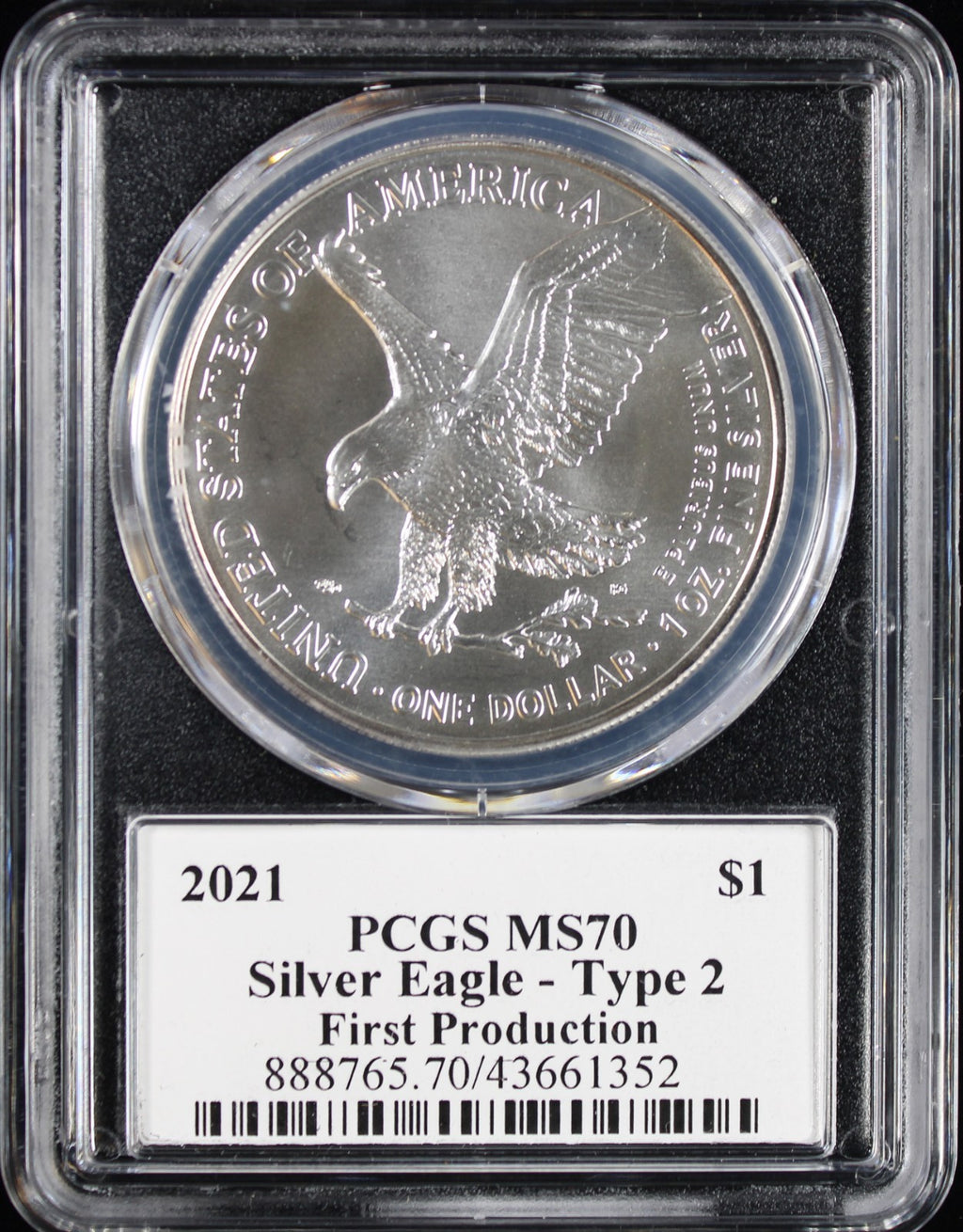 2021 Silver Eagle PCGS MS70 Damstra Signed Type 2