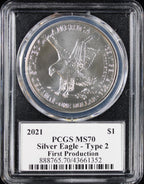 2021 Silver Eagle PCGS MS70 Damstra Signed Type 2
