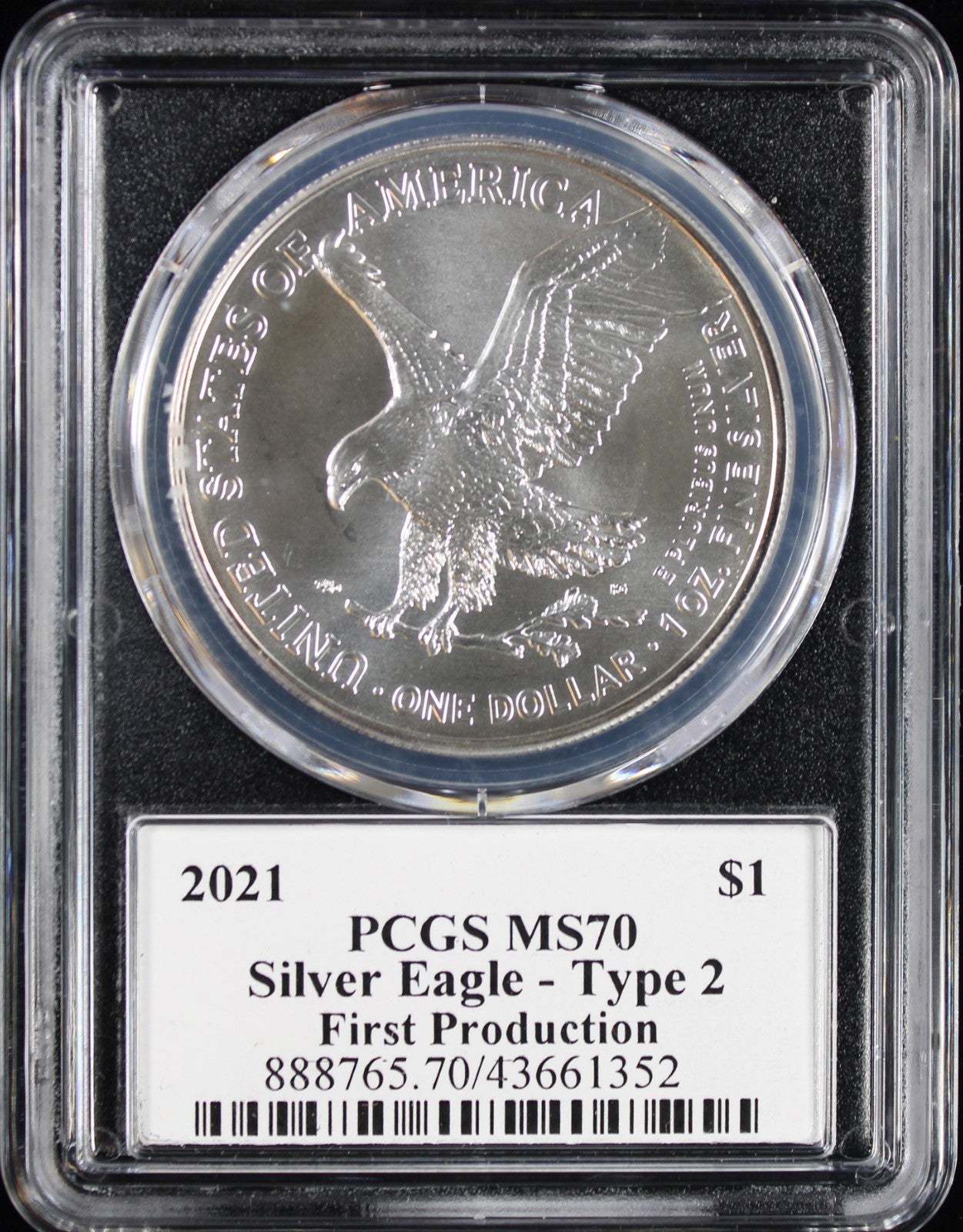 2021 Silver Eagle PCGS MS70 Damstra Signed Type 2