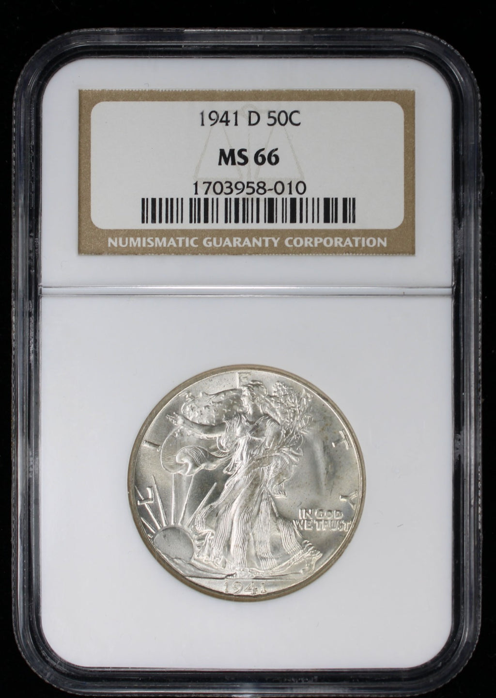 1941-D Walking Liberty Half Dollar 50c NGC MS66