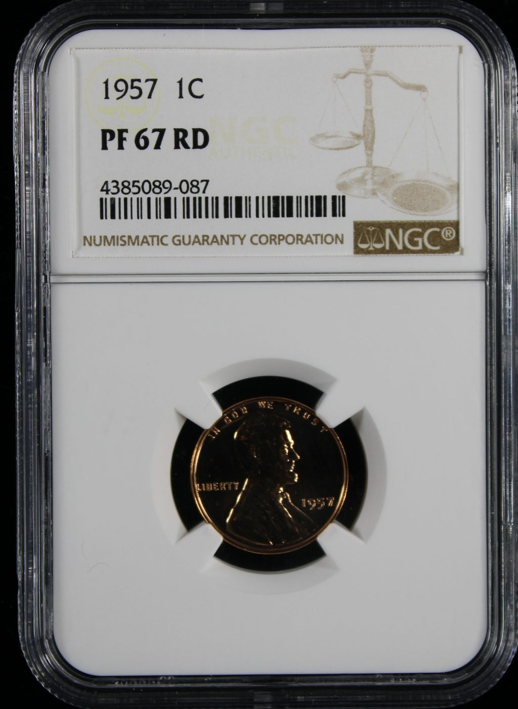 1957 Proof Wheat Lincoln Cent 1c NGC PF67 RD