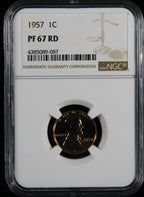 1957 Proof Wheat Lincoln Cent 1c NGC PF67 RD
