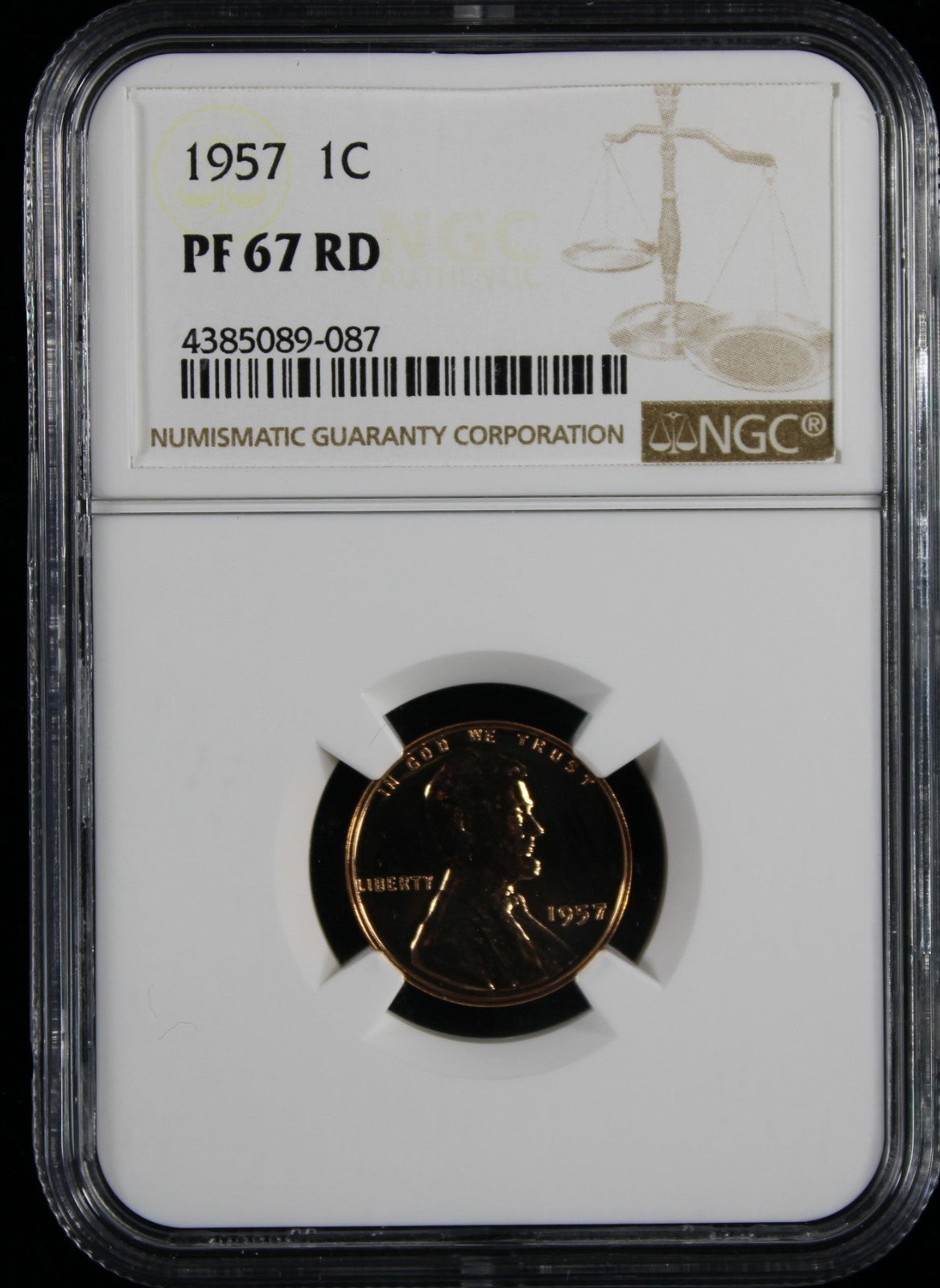 1957 Proof Wheat Lincoln Cent 1c NGC PF67 RD
