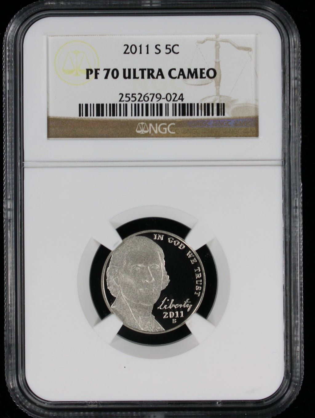 2011-S Jefferson Nickel 5c NGC PR70 Ultra Cameo