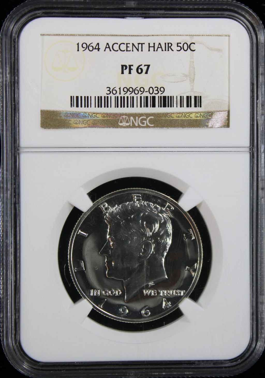 1964 Kennedy Proof Half Dollar 50c NGC PF 67 Accent Hair