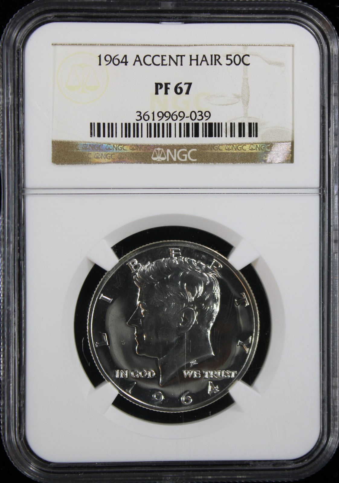 1964 Kennedy Proof Half Dollar 50c NGC PF 67 Accent Hair