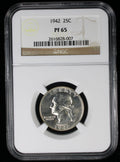 1942 Proof Washington Silver Quarter 25c NGC PF65