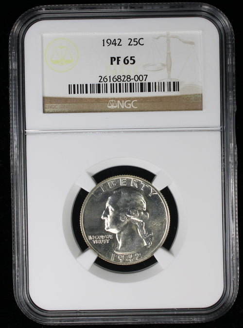 1942 Proof Washington Silver Quarter 25c NGC PF65