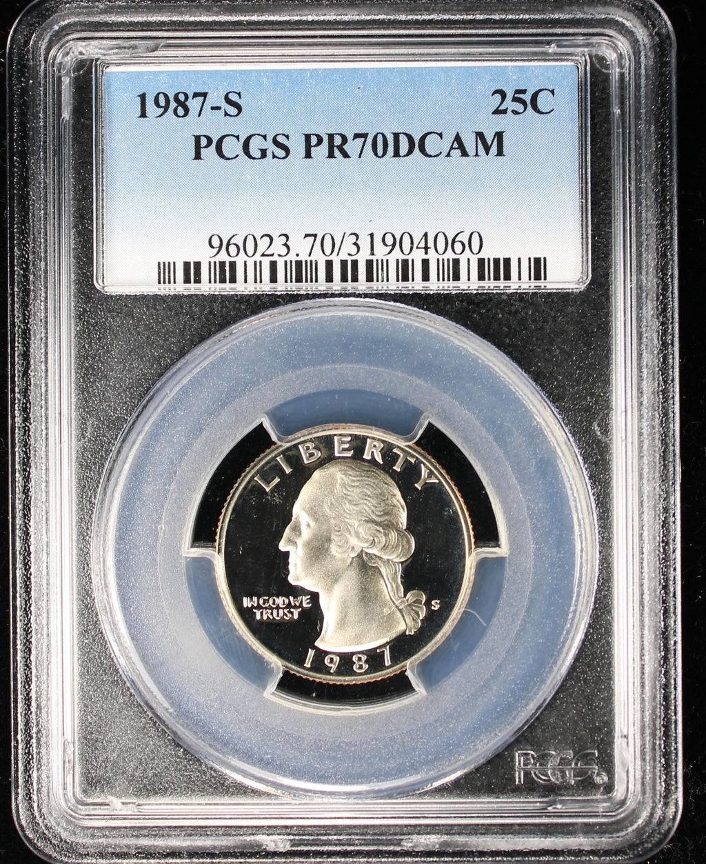 1987-S Proof Washington Quarter 25c PCGS PR70 DCAM Deep Cameo