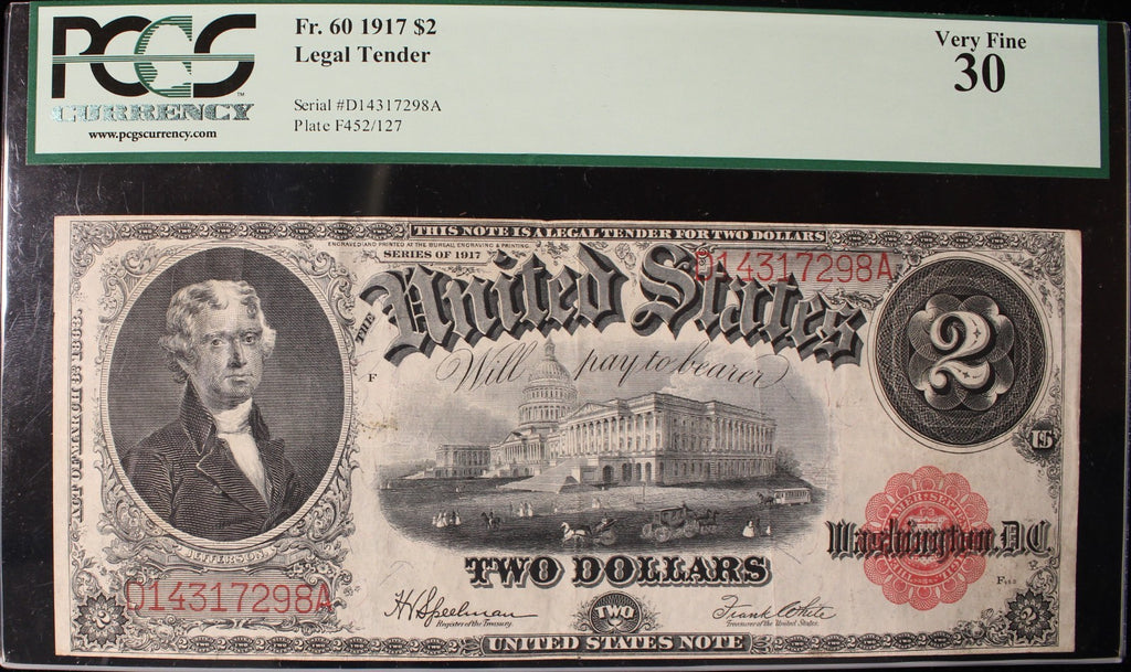 1917 $2 FR 60 VF30 PCGS