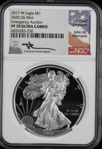 2017-W Silver Eagle NGC PR70UCAM Mercanti Signed Emergency Auction
