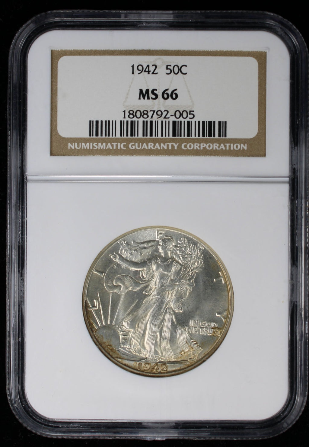 1942 Walking Liberty Half Dollar 50c NGC MS66