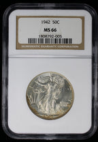 1942 Walking Liberty Half Dollar 50c NGC MS66