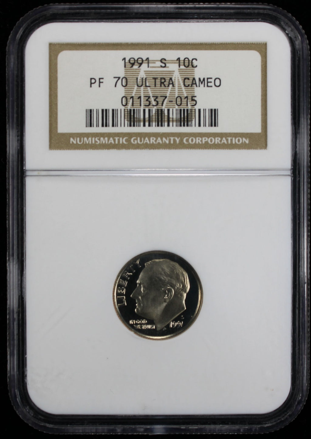 1991-S Proof Roosevelt Dime 10c NGC PF70 UCAM Ultra Cameo