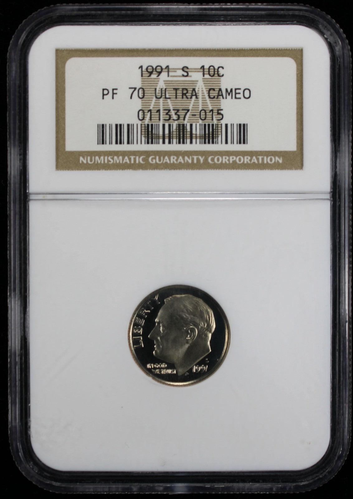 1991-S Proof Roosevelt Dime 10c NGC PF70 UCAM Ultra Cameo