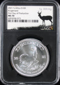 2021 South Africa Silver 1 Krugerrand NGC First Day of Production MS70
