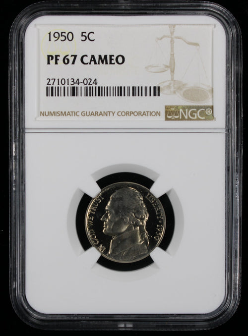 1950 Jefferson Proof Nickel 5c NGC PF67 Cameo