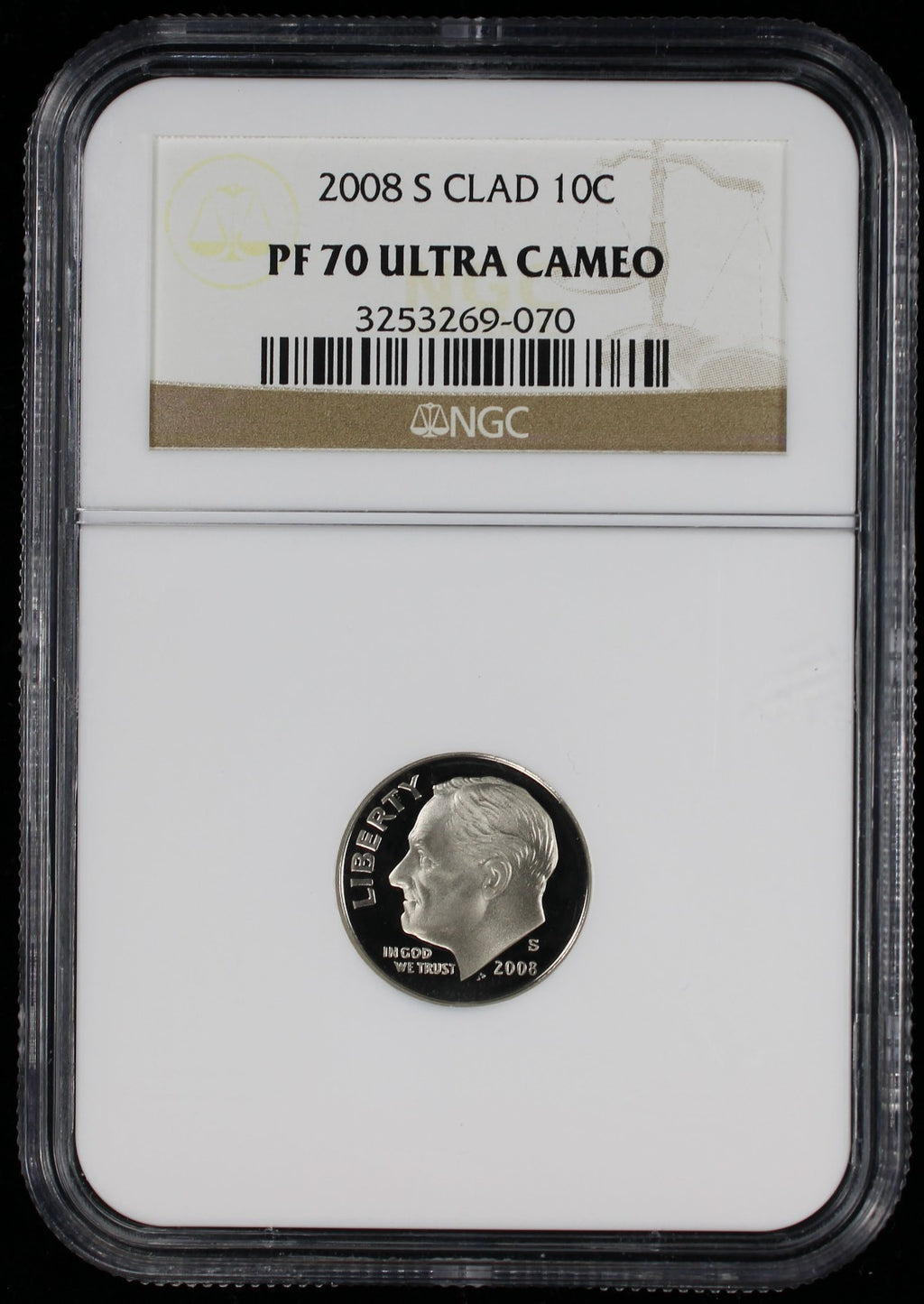 2008-S Proof Roosevelt Dime 10c NGC PF70 UCAM Ultra Cameo