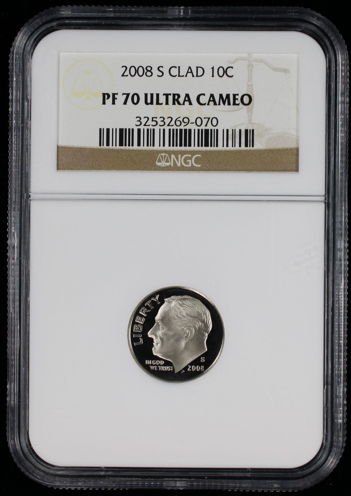 2008-S Proof Roosevelt Dime 10c NGC PF70 UCAM Ultra Cameo